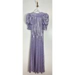 ROTATE Sierina Ruched Puff Sleeve Metallic Midi Dress in Purple Size US 0 Photo 10