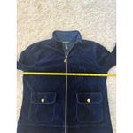Lauren Ralph Lauren Petite Navy Blue Velour Jacket Full Zip Gold Accents P/L Size undefined Photo 5