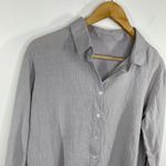 Grey Purple Long Sleeve Button Front Collared Shirt Women's Size Medium M Gray Photo 2