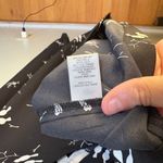 Loft  Black V Neck Tie Back White Bird Long Sleeve Bird Blouse XS Flowy Oversized Photo 5