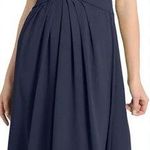 Maggy London Women's Blue V-Neck Hi-Lo Midi Dress Ruffle Detail Size 10 Photo 0