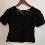 Maggie Lawrence Black Lace Short Sleeve Crop Top Size M Sheer Back Dressy Chic Size M Photo 3