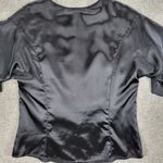Max Studio Vintage Satin Top Womens M Black Puff Sleeve Button Up Whimsigoth Photo 9