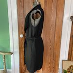 Vince Long Waterfall Draped Black Leather Belted Tie Vest w/ Pockets - Sz XS Photo 4