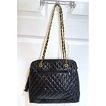 Jennifer Moore Jennifer Moore Quilted Shoulder Bag Chain Strap Tassel Black Patent Photo 4