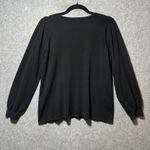 Chico's Size 1 Black Long Sleeve Puff Sleeve Crew Neck Sweater Small Photo 5