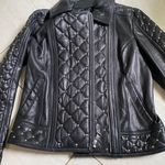 Karl Lagerfeld Studded Black Leather Jacket Size Small Photo 2