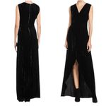 Alice + Olivia Simmons Velvet Black Wrap Dress Silk Maxi Gown Cocktail V-Neck 0 Photo 2