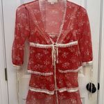 Victoria's Secret  Y2K Babydoll And Coverup Top Red Lace Lingerie Set Women Small Photo 0