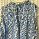 THML  Sleeveless Patterned Blue and White High Neck Tank Top Size Small Photo 3