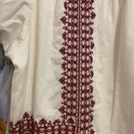 Loft  Mexican Theme Cotton Lined Ivory & Maroon Embroidered P LG  Dress.     1834 Photo 2