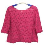 Anthropologie Weston Wear Womens Small Top Pink Floral Lace Eyelash Boat Neck Photo 0