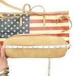 USA American Flag Leather Shoulder Tote‎ Blue Photo 6