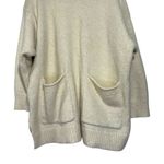 Mango MNG XL Wool Blend Oversized Knit Sweater w/ Pockets Cream Pullover Tunic Photo 6