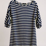 Tart Striped Blue & Cream Knit Dress With 3/4 Sleeves &‎ Button Detail By  Size S Photo 0