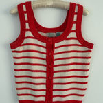 Vintage LQ Knitwear Hand Loomed Red and White Striped Tank Top Size M Photo 0