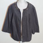  Gray Denim Chain Embellished Jacket Size 18/20W Cato Woman Denim Jacket Photo 3