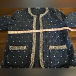 J. McLaughlin  Blue Quilted Jacket with Cream Fringe Accents Photo 9