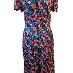 Vtg 1990's Shelly Michaels Size 13/14 Floral Button Front Dress Short Sleeve Size M Photo 0