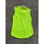 Womens Neon Yellow Sleeveless Zip Up Collared Top Size M Green Size M Photo 2