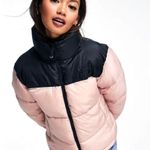 Pull & Bear  Puffer Jacket Womens L Pink Black Padded Insulated Zip Gorpcore Photo 3