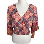 Anthropologie twine & string boho cropped floral blouse 3/4 sleeve western rodeo Photo 1