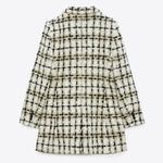 ZARA  Plaid Double Breasted Blazer Jacket Women Sz M Cream Black Tan Long Sleeve Photo 6