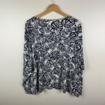 Lands' End  Leaf Print Top Size 3X 24W Navy Smooth Stretch Nautical Resort Coastal Photo 2