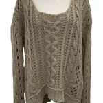 Free People  Wool Mohair Blend Cable-Knit Open-Knit Sweater Beige size Large Photo 0