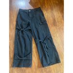 CIDER Baggy Wide Leg Jeans w Tie Details High Rise Black Size Large L Cargo Y2K Photo 2