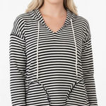 Paper Crane  large black striped hoodie sweatshirt Photo 0