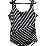 Lands' End  Women’s Striped Swimsuit Navy White Size 18 Photo 0
