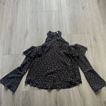 Amanda Uprichard Choker Cold Shoulder Ruffle Top Black Stars Small Photo 1