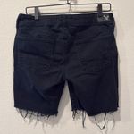 American Eagle  Women's Black Straight Denim Raw Hem Shorts Extra Long Size 8 Photo 3