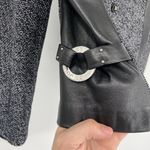St. John  Collection Gray Black Tweed Zip Jacket Leather Panels Size S Photo 4