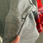 Free People  We The Free Waffle Knit Bubble Tee Gray and Red Boho Size Small Photo 5