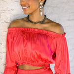 Shug Crop Top Watermelon Doris NWT$248 Large Off Shoulder Photo 0