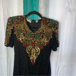 Scala Vintage 80s  silk embellished beaded sequin holiday party dress size medium Photo 2