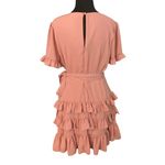 Lulus  Blush‎ Pink Faux Wrap Ruffle Dress M Fall Tiered Flutter Sleeve Mini Photo 1