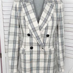ZARA  Plaid Double Breasted Plaid Blazer‎ Jacket Cream Ecru Black Small Photo 0