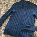 Ralph Lauren  Navy Silk Linen Blend Zip Up Knit Sweater Size Small Photo 5