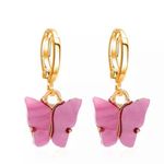 Urban Outfitters Hot Pink Pearl Butterfly Drop Dangle Earrings Photo 0