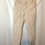 Loft  Curvy Girlfriend Cream Utility Jeans Size 29 (8) Photo 0
