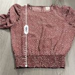 Paper Crane  Smocked Band 3/4 Puff Sleeve Polka Dot Top‎ Size XS Photo 9