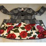 Sara Campbell Black and White Pattern Midi Coat Size L velvet texture Lined Size L Photo 1