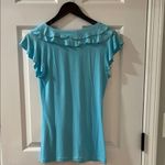 Wrapper  Aqua Ruffle V-Neck Blouse Photo 7