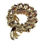 Brooch Pin Ivory Pearl Encrusted Wreath Gold Tone Photo 9