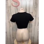 Butterfly Flame Graphic Crop Top Black Stretch Tee Size XS Photo 2