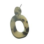 Acrylic Faux Tortoise Shell Pierced Dangle Earrings Open Oral 2" long Tan Black Photo 2