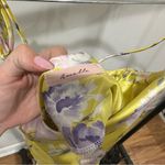 Floral Yellow Satin Dress Size L Photo 2